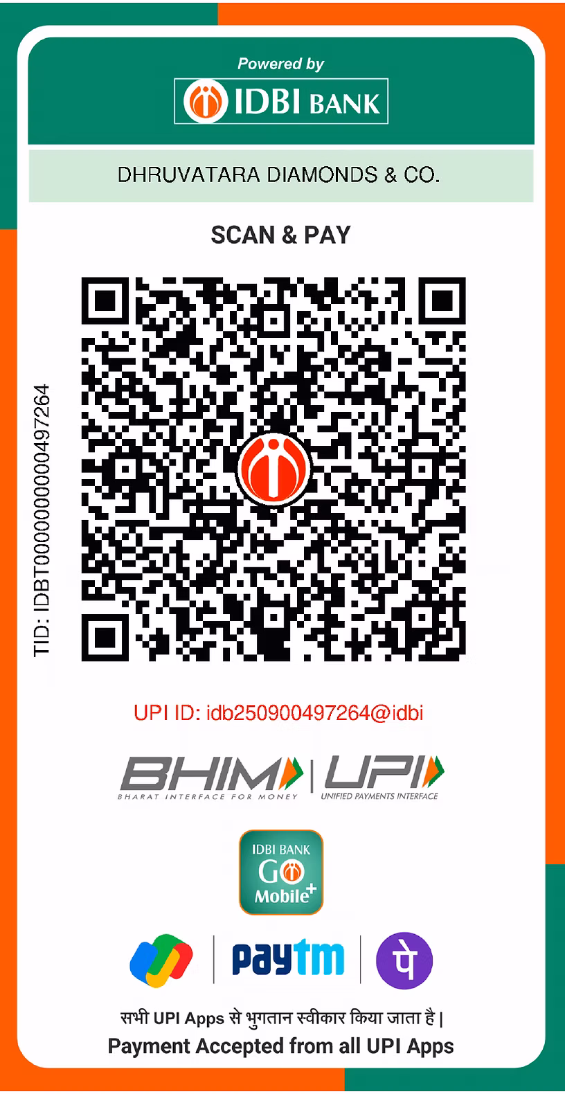 UPI QR code for Dhruv Tara Diamonds